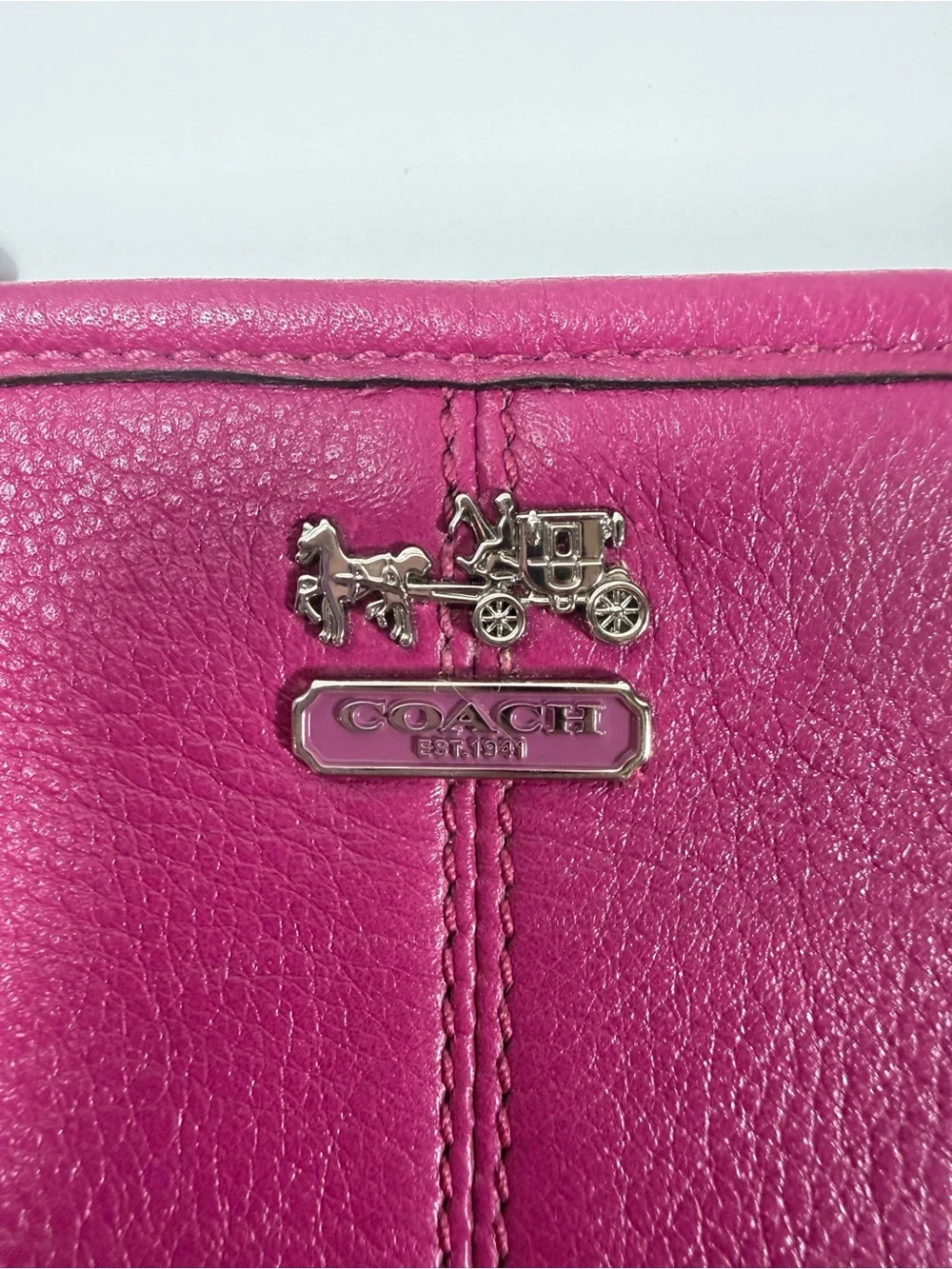 Coach Pink Leather Shoulder Bag with Silver Chain